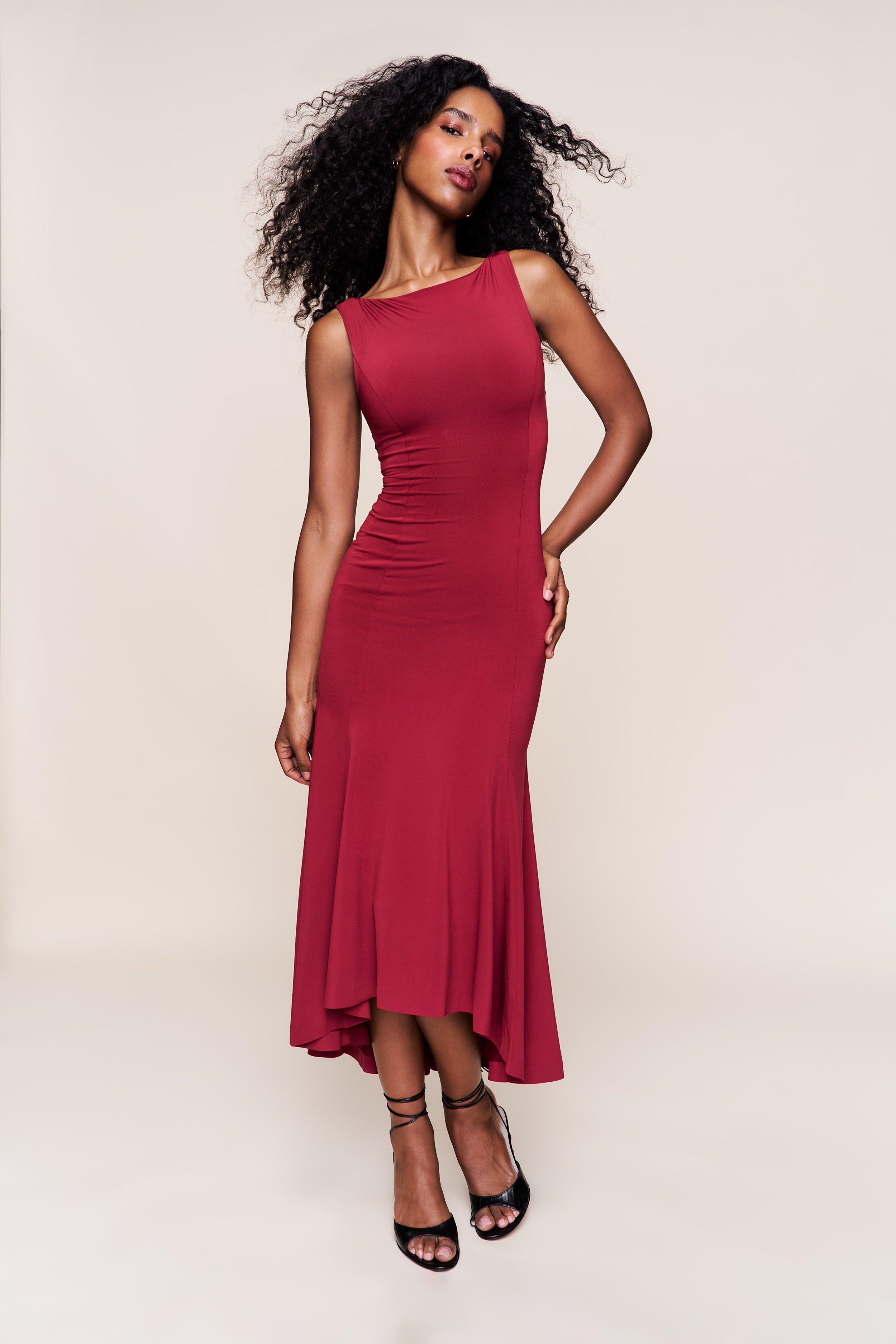 Daye Midi Dress in Bordeaux