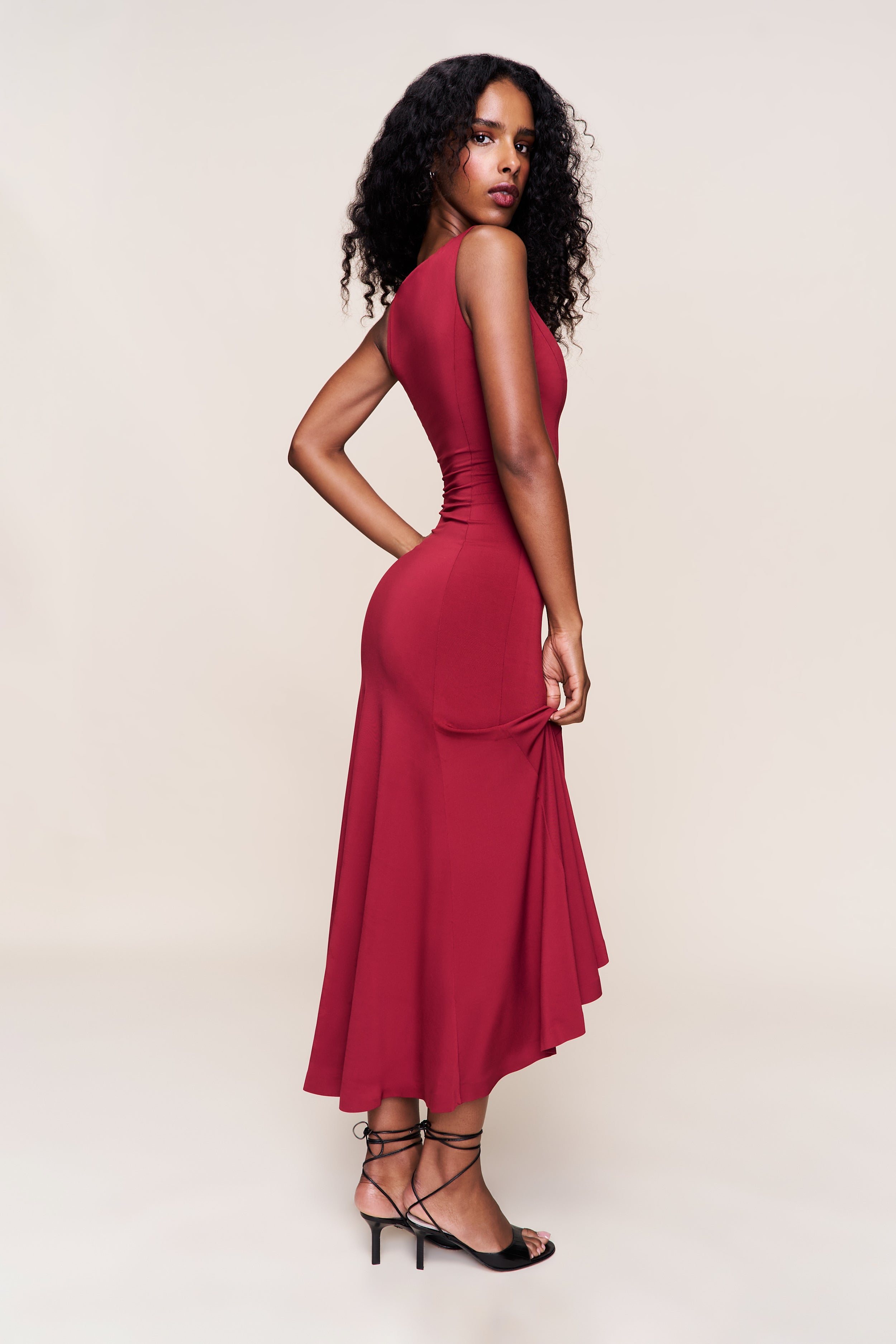 Daye Midi Dress in Bordeaux