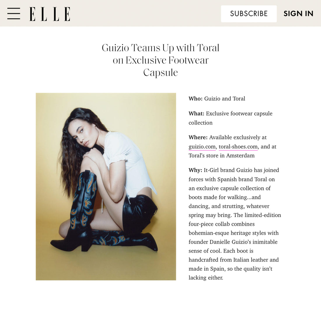 Guizio X Toral Footwear Capsule in Elle