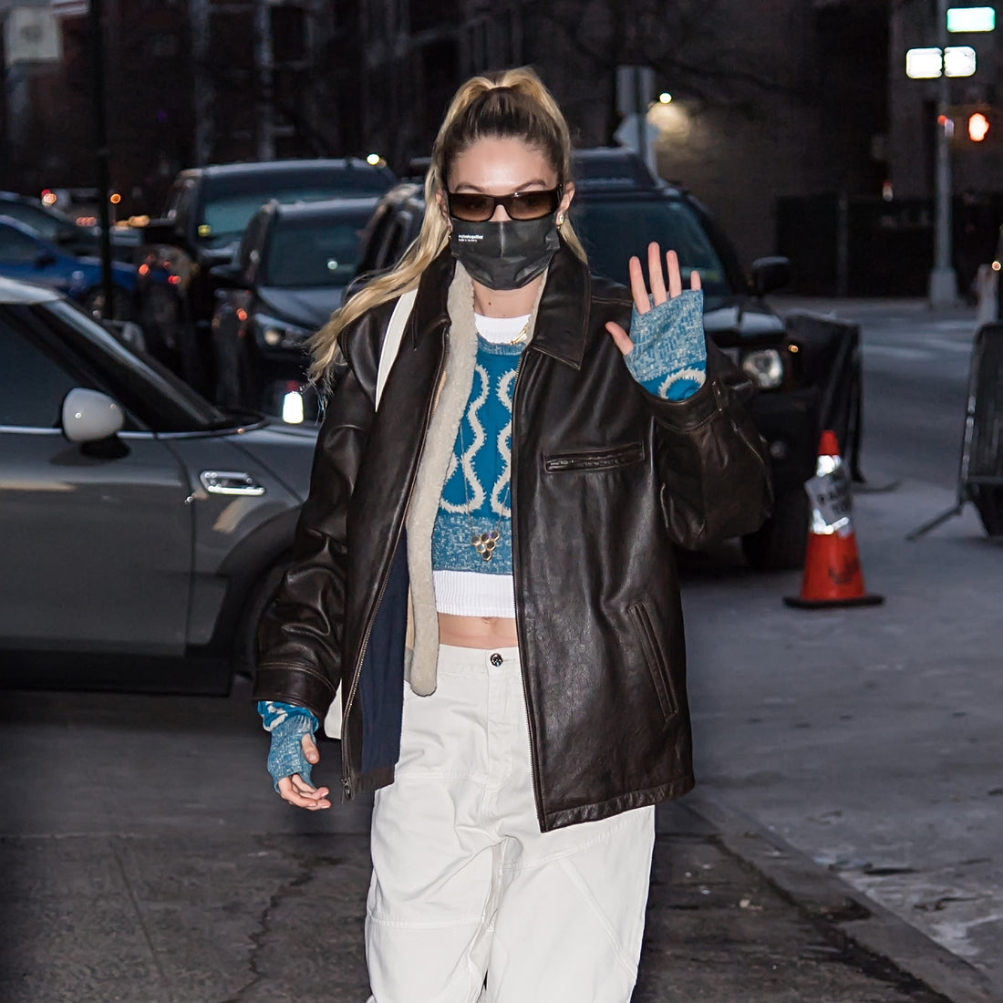 Gigi Hadid Wearing the Thermal Waffle Top