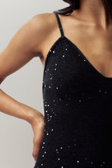 Amelia Sequin Knit Dress in Black