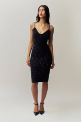 Amelia Sequin Knit Dress in Black