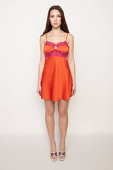 Babydoll Slip Dress in Orange/Magenta