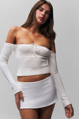 Micro Mini Stretch Skirt in White