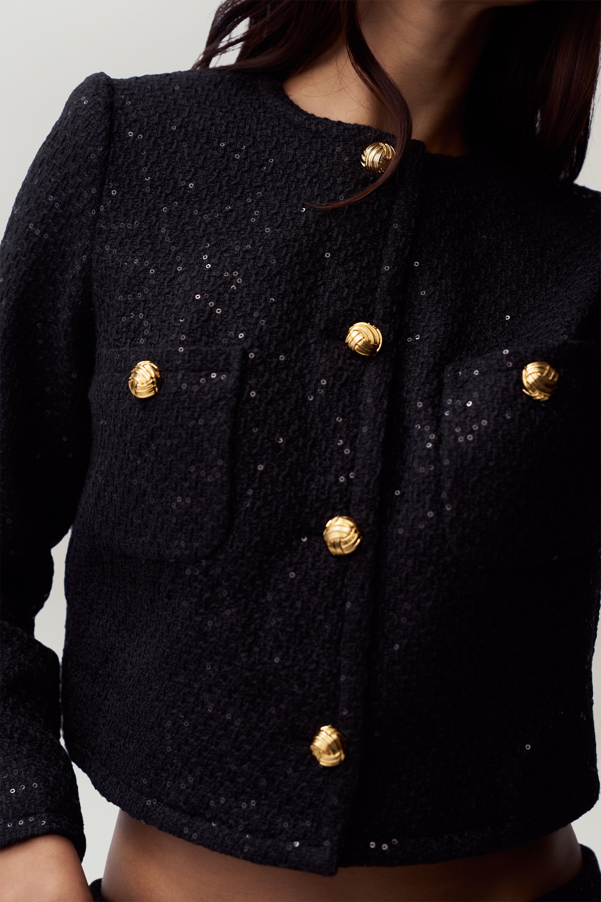 Bela Tweed Jacket in Black