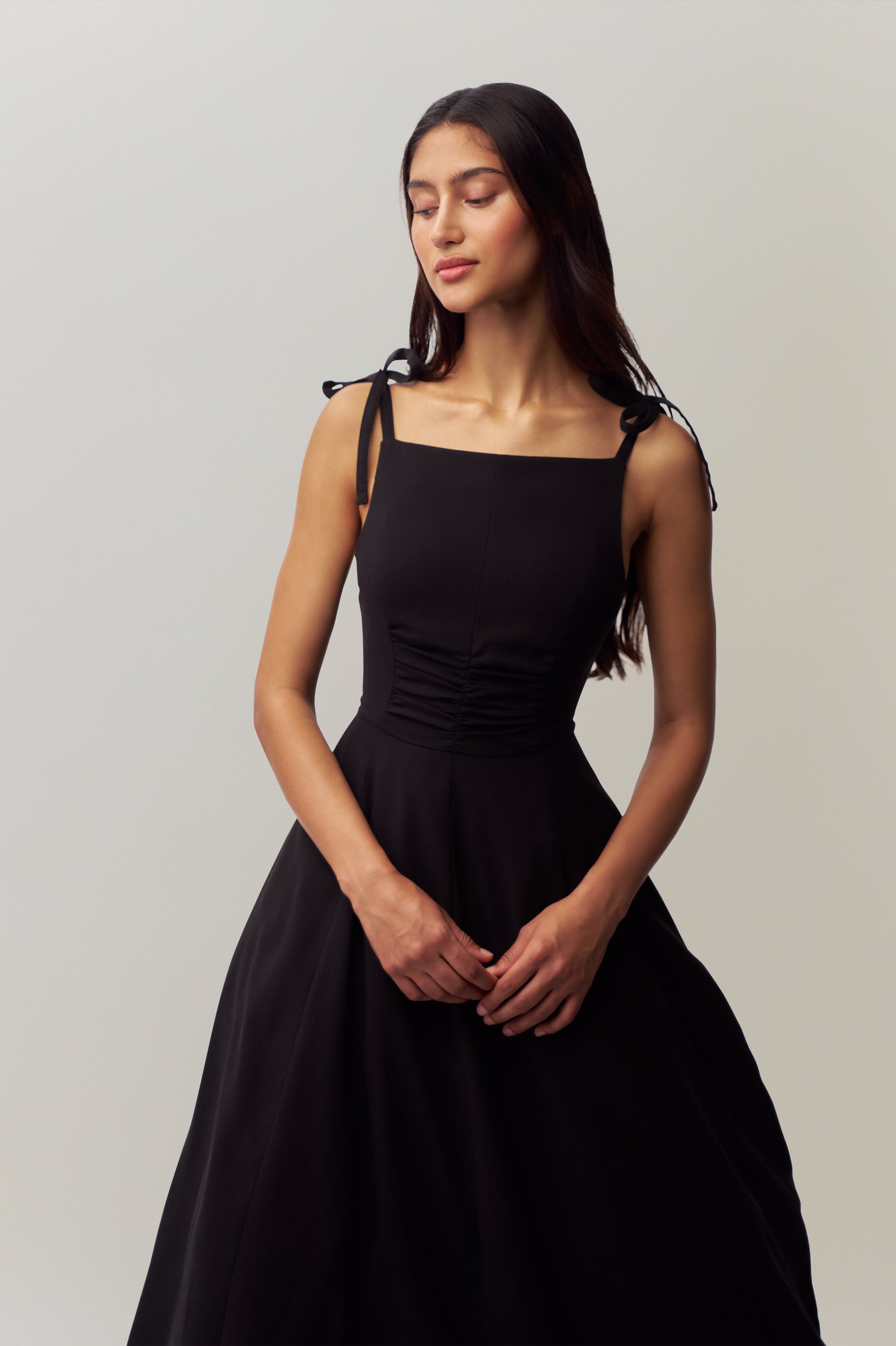 Brigitte Midi Gown in Black