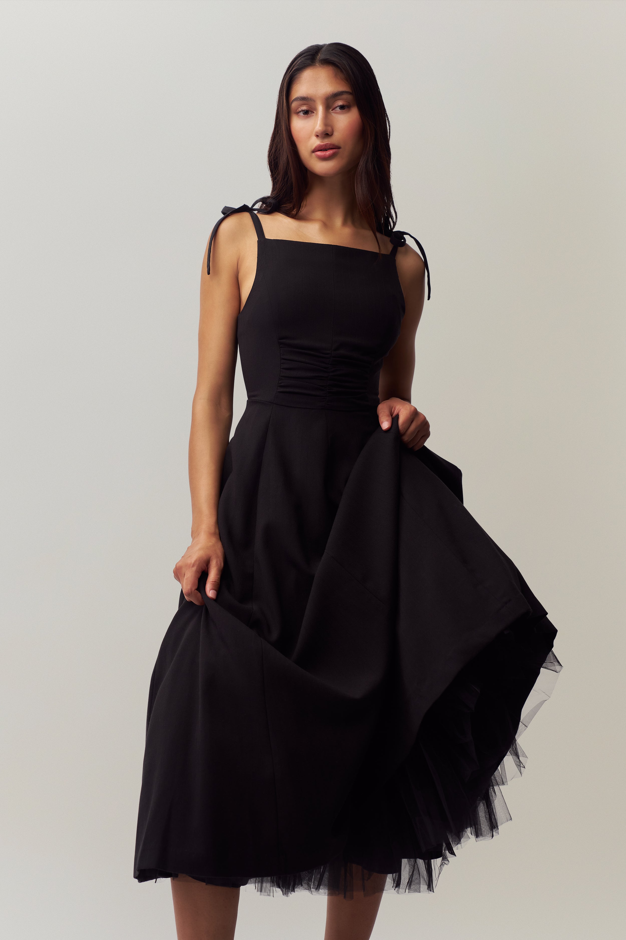 Brigitte Midi Gown in Black