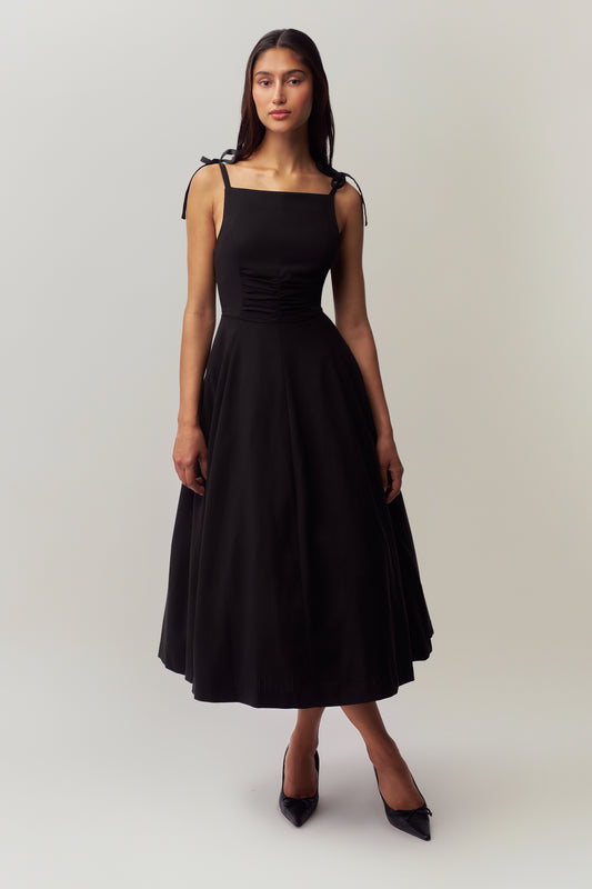 Brigitte Midi Gown in Black