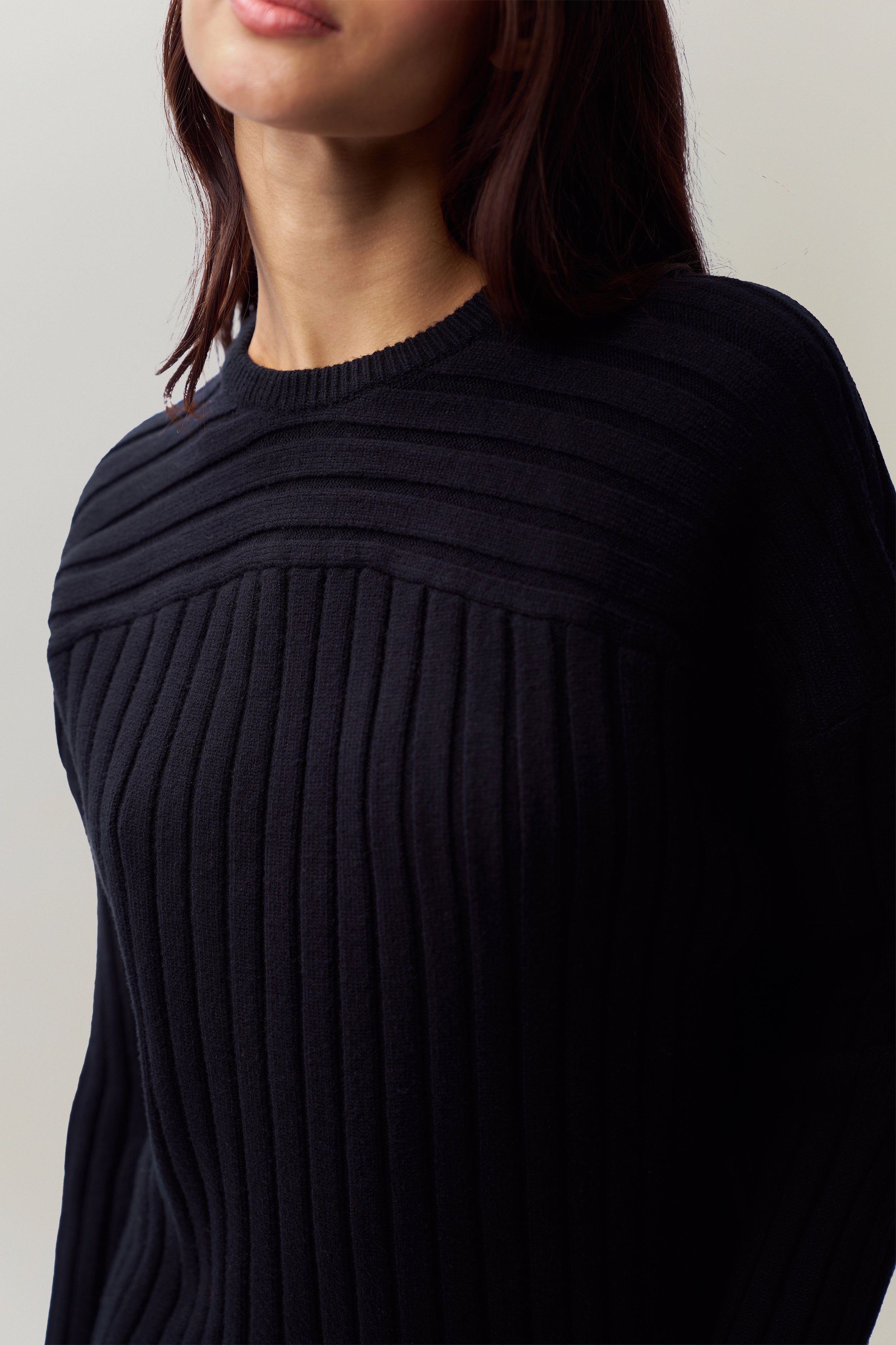 Cleon Rib Knit Pullover in Black