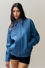 Costa Leather Jacket in Sapphire