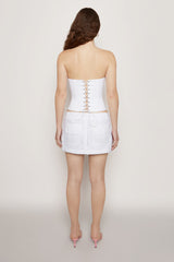 Cotton Eyelet Cargo Skirt in White