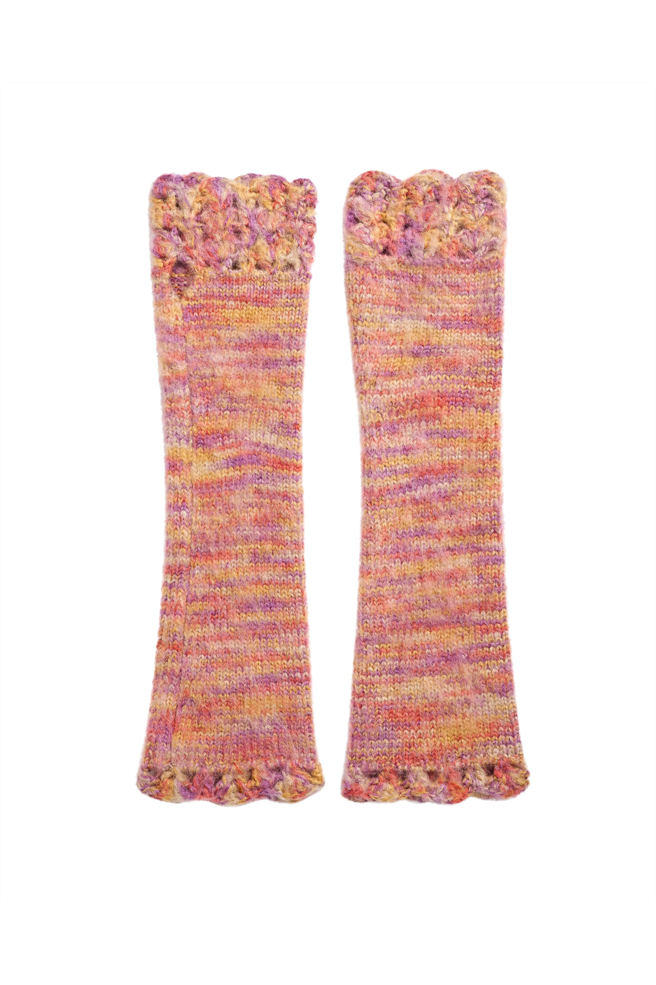 Crochet Trim Arm Warmers in Prisma