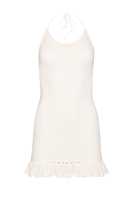 Crochet Halter Mini Dress