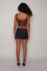 Satin Lace-Up Bustier Top