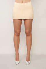 Low-Rise Rib Knit Mini Skirt