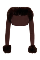 Faux Fur Knit Bolero in Brown