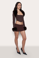 Faux Fur Knit Bolero in Brown