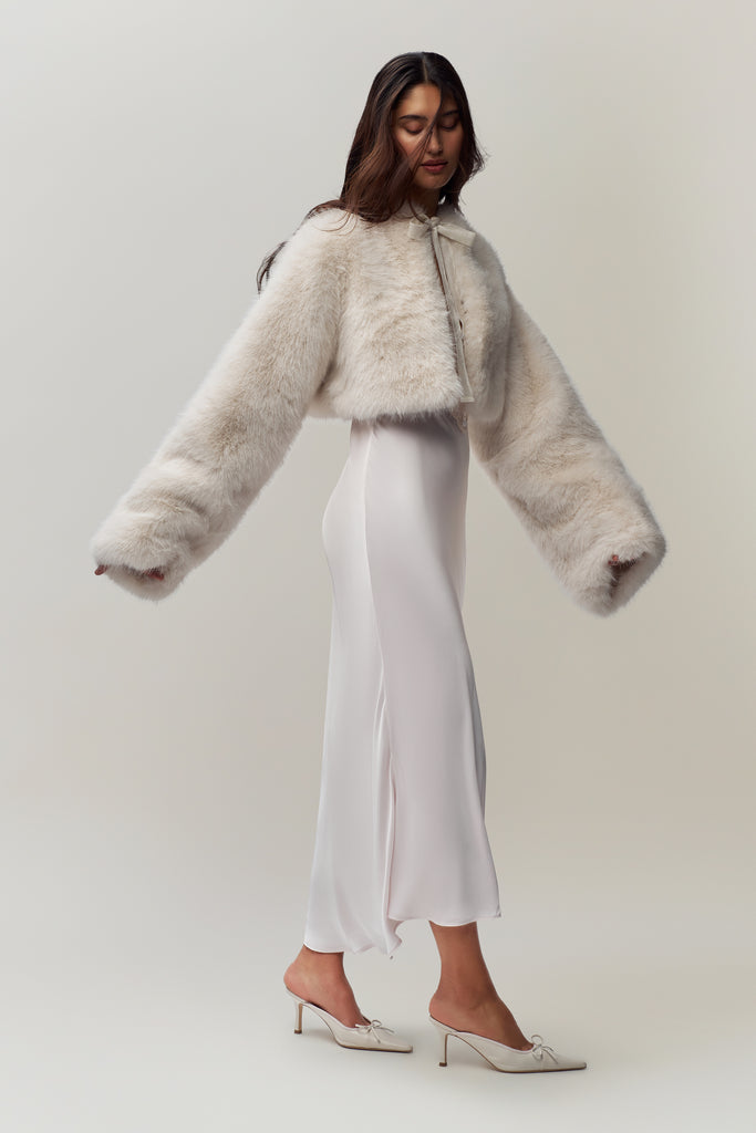 Alyana Faux Fur Jacket in Ivory