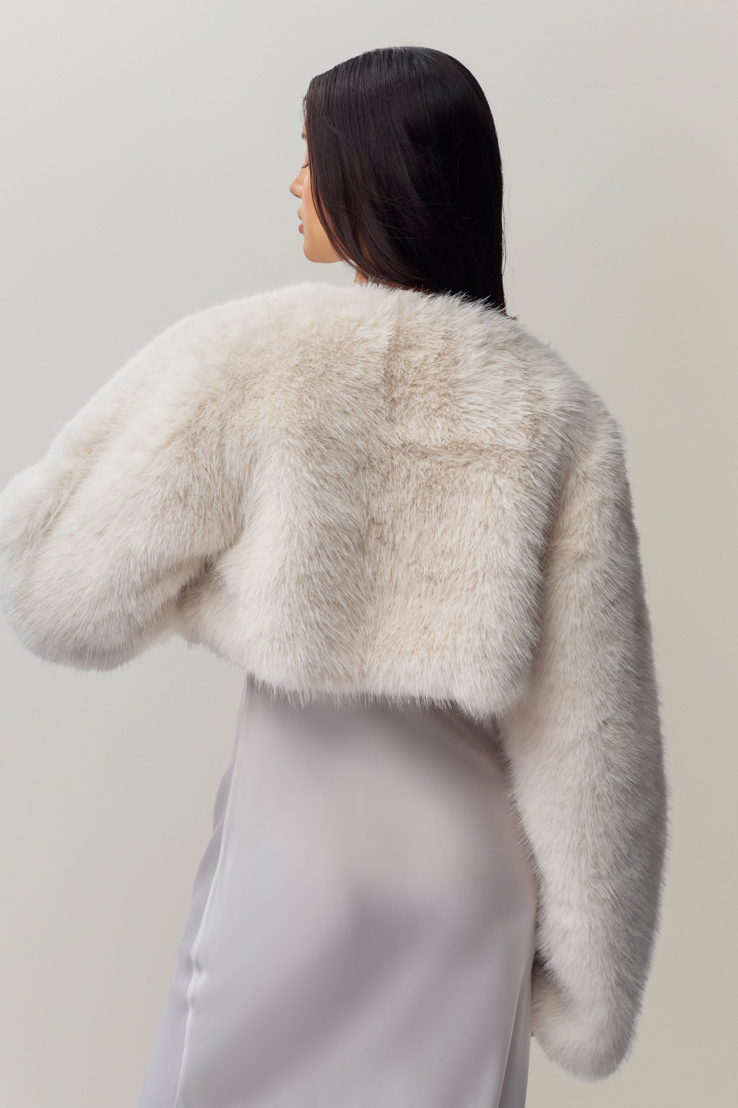 Alyana Faux Fur Jacket in Ivory