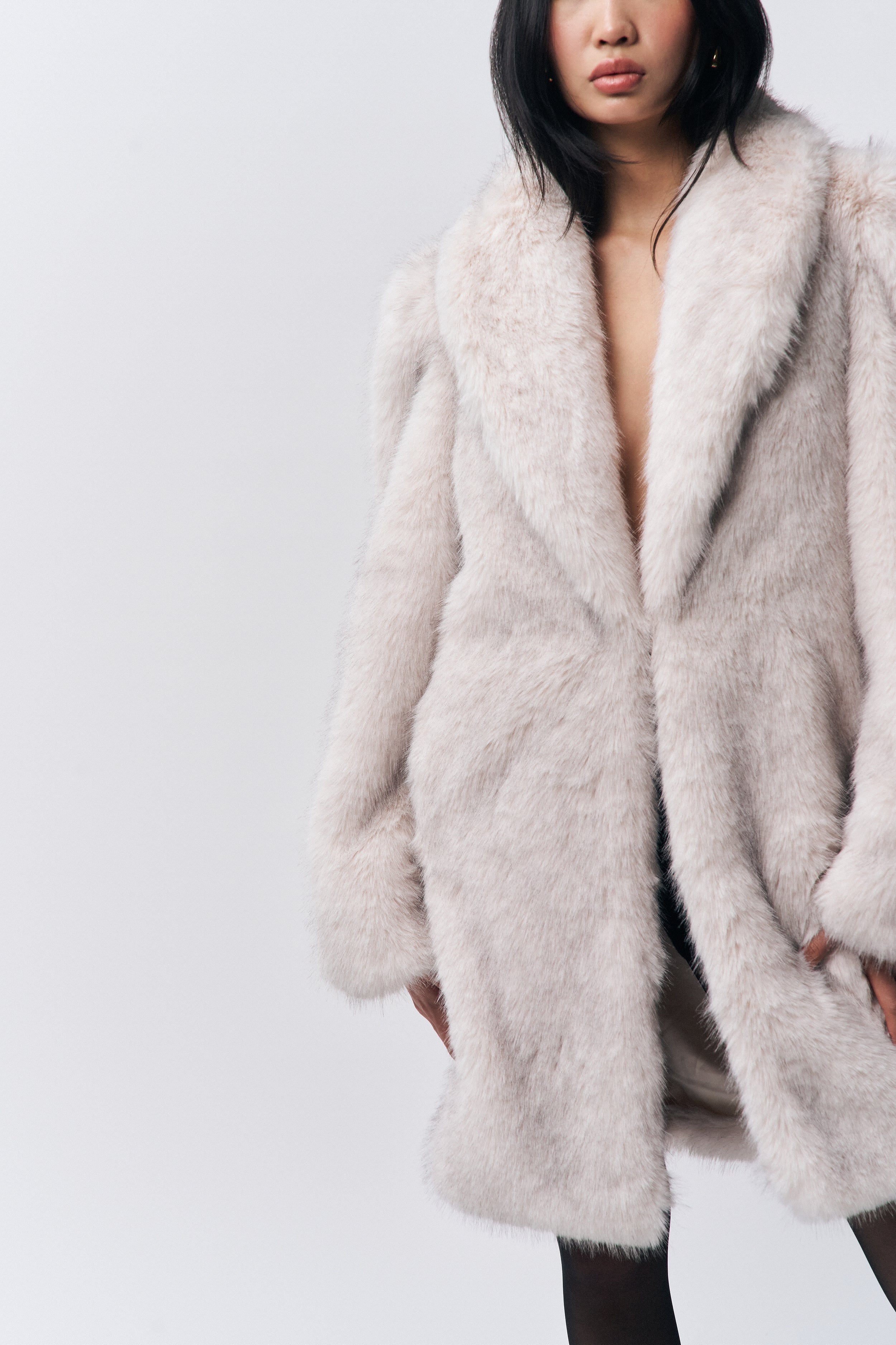 Roxie Faux Fur Coat in Arctic Cream