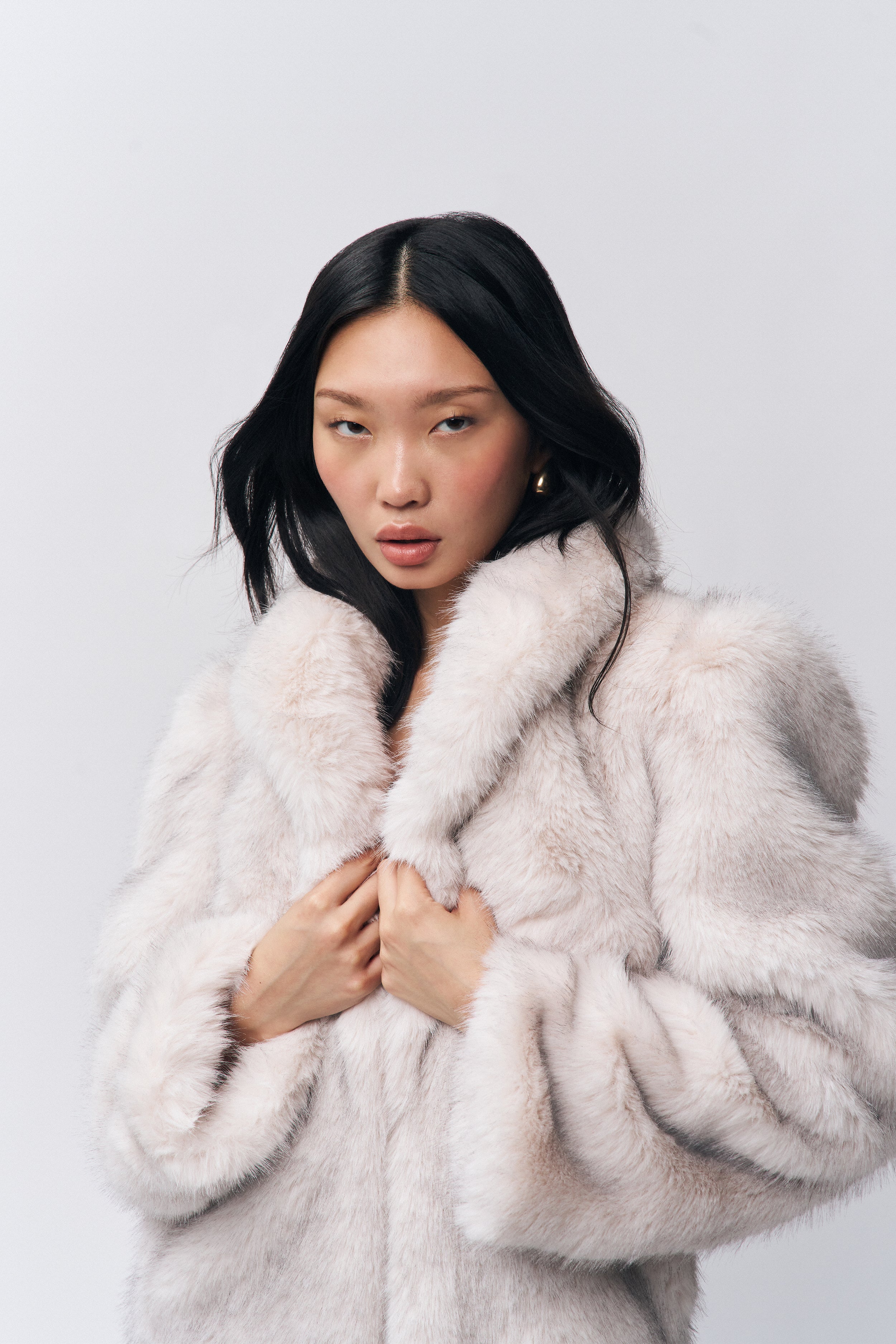 Roxie Faux Fur Coat in Arctic Cream