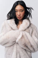 Roxie Faux Fur Coat in Arctic Cream