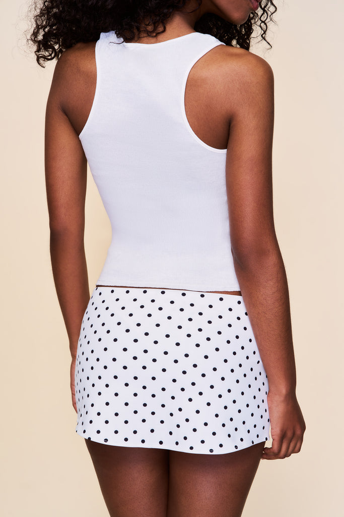 Micro Mini Stretch Skirt In Black Dot