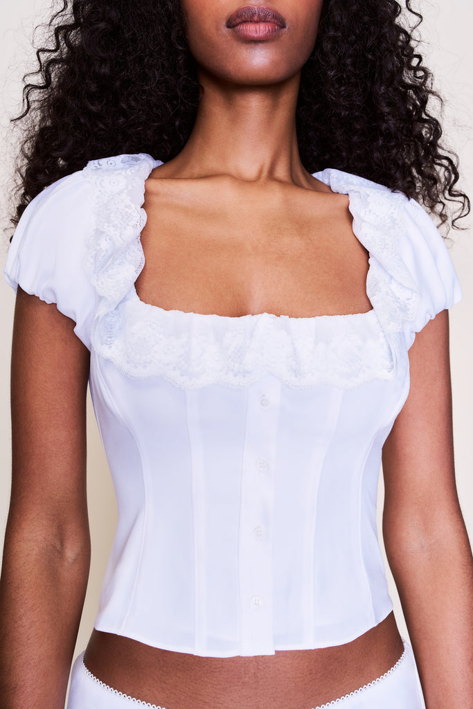 Paloma Short Sleeve Top in White