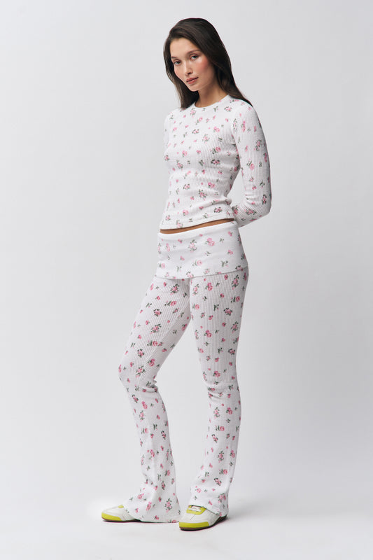 Flared Thermal Pant in White