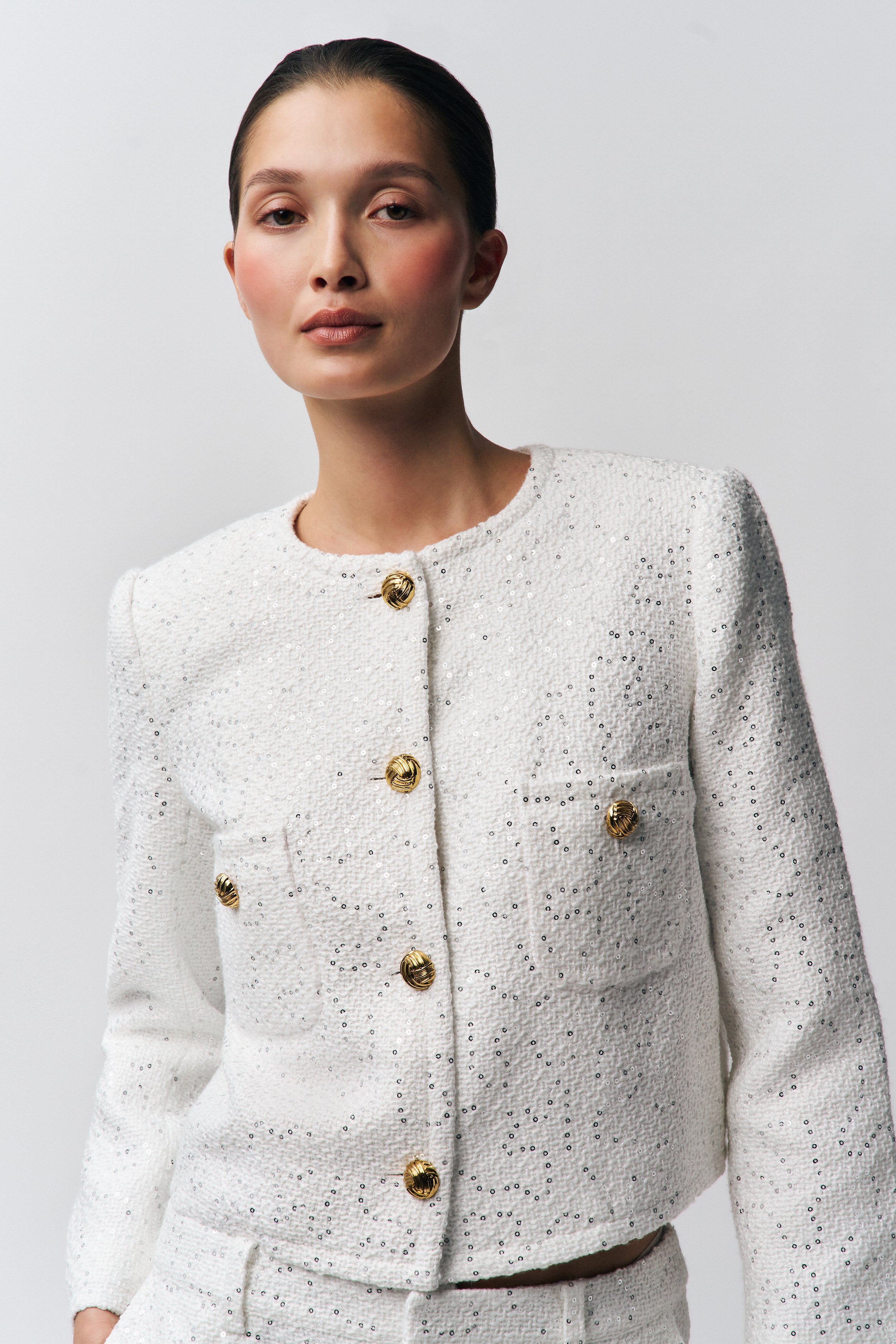 Bela Tweed Jacket in Ivory