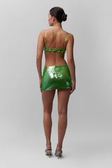 Ruched Sequin Skirt in Martini Olive