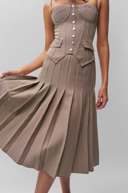 Gibson Pleated Skirt in Brown