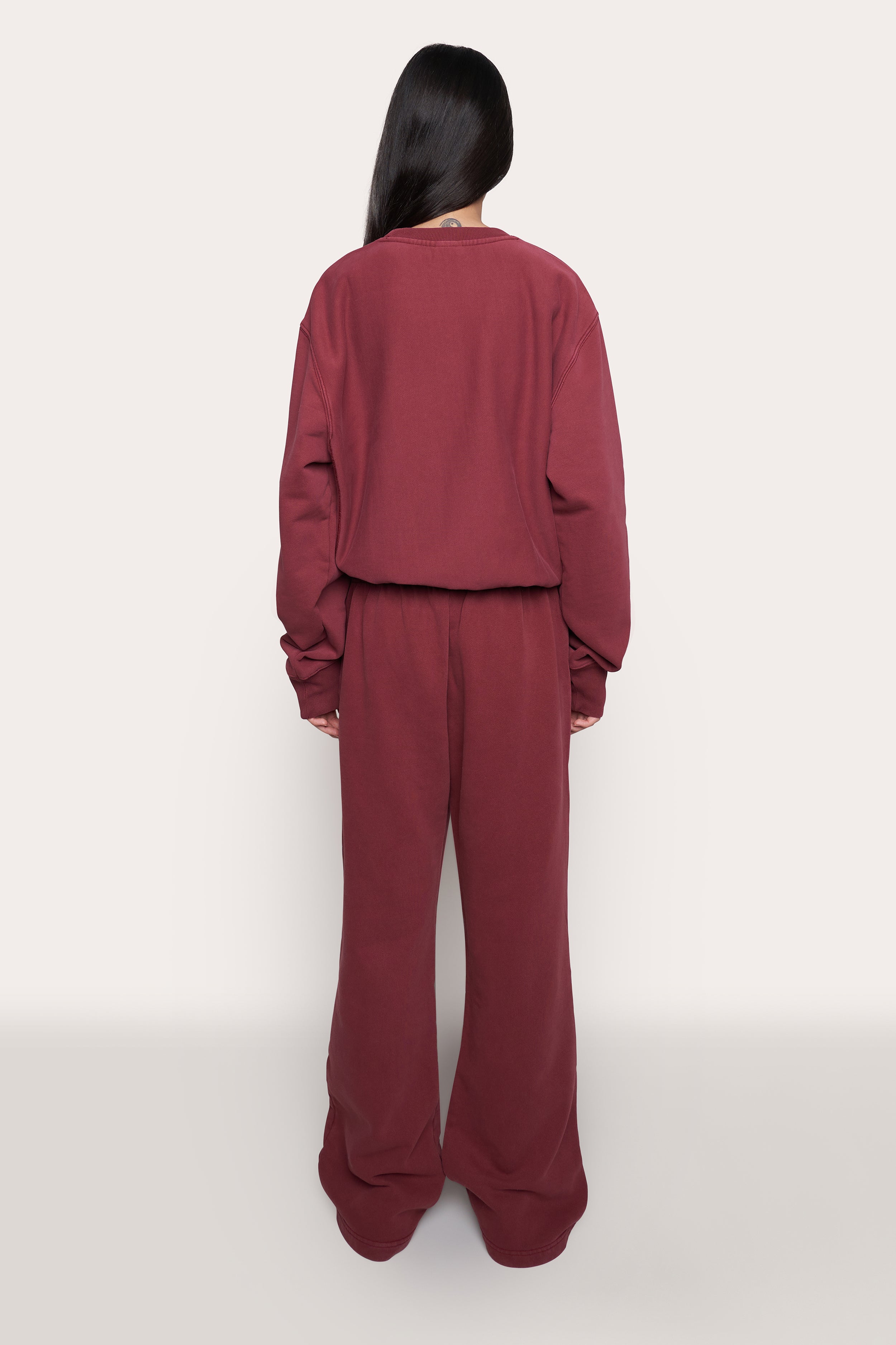 Guizio X Champion Reverse Weave Flare Sweatpants in Sun Dye Sepia Red