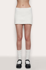 Guizio X Champion Rib Knit Mini Skirt in Chalk White