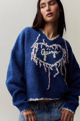 Guizio Heart Sweater in Sapphire