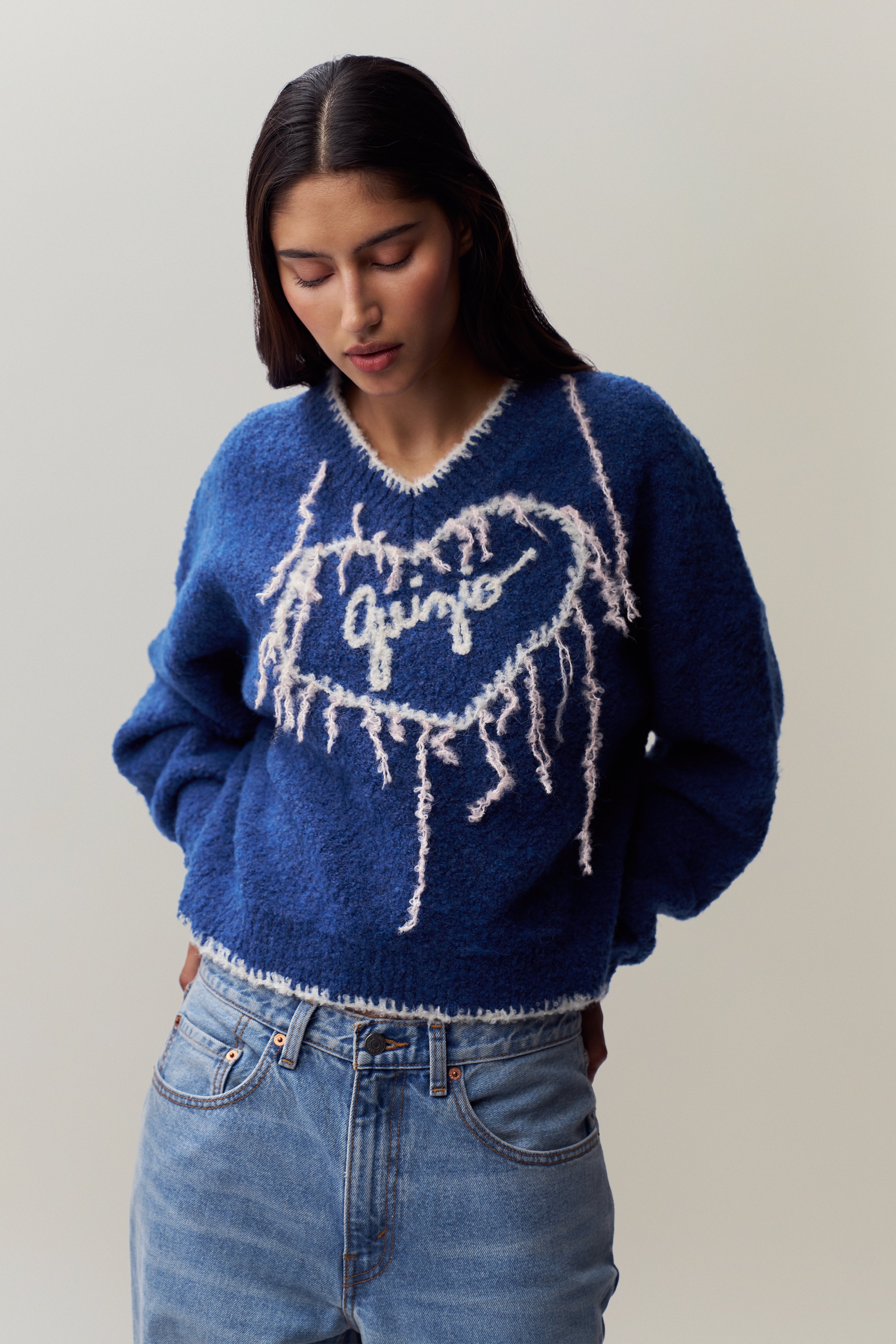 Guizio Heart Sweater in Sapphire