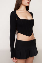 Rib Knit Bolero in Black