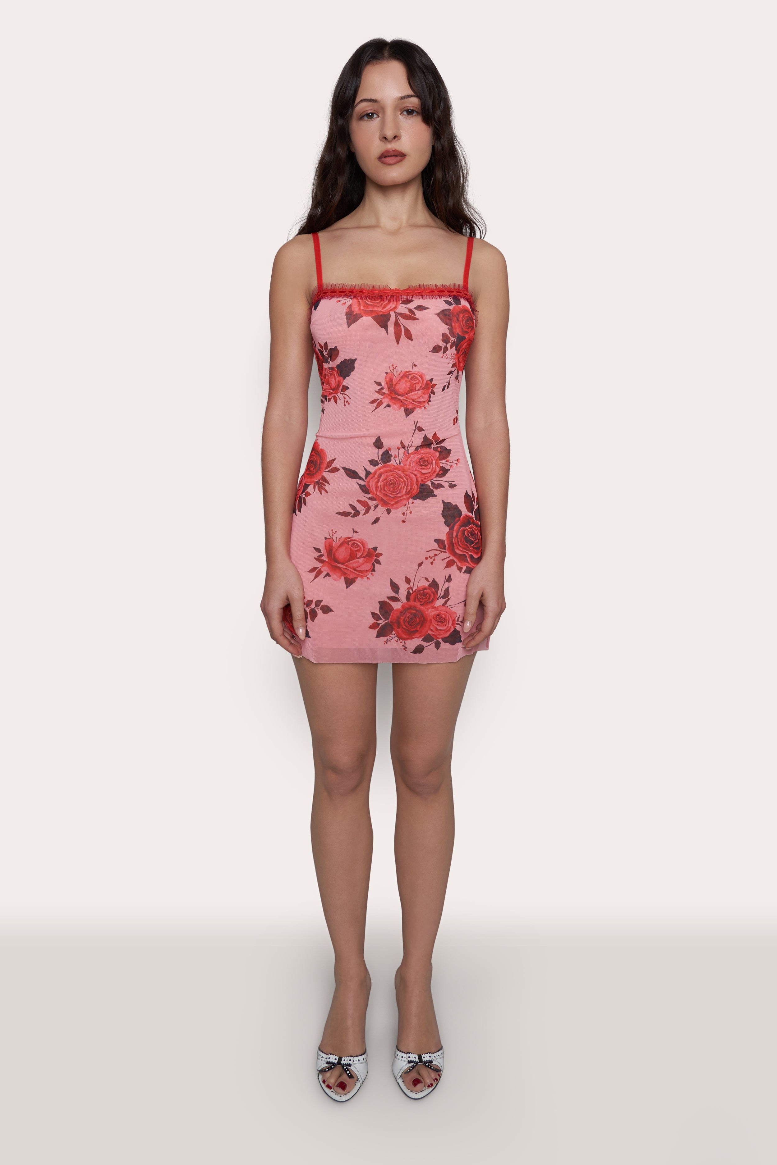 Mesh Mini Dress in Pink Rose