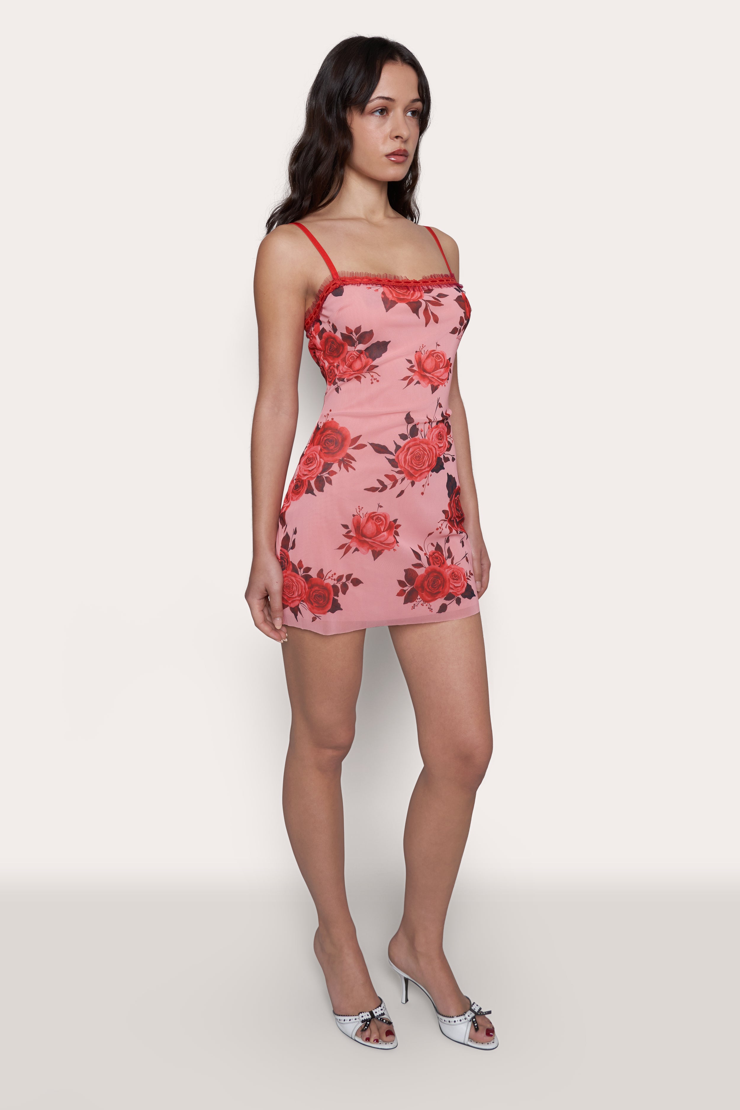 Mesh Mini Dress in Pink Rose