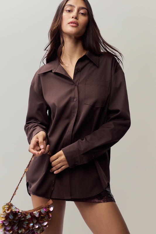 Oona Button Down in Chocolate