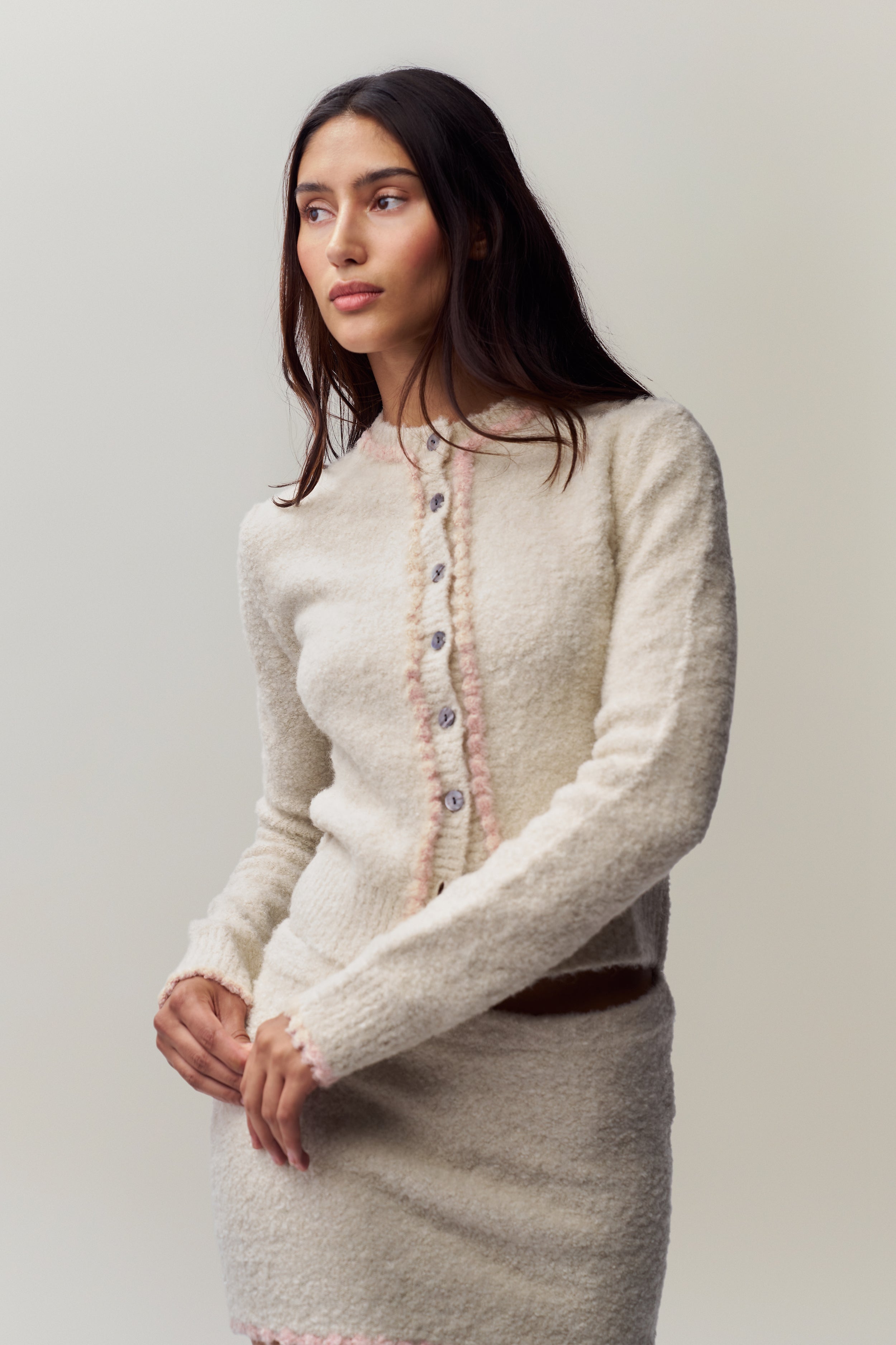 Palmyra Knit Cardigan in Ivory