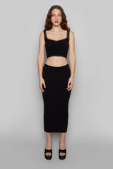 Rib Maxi Skirt in Black