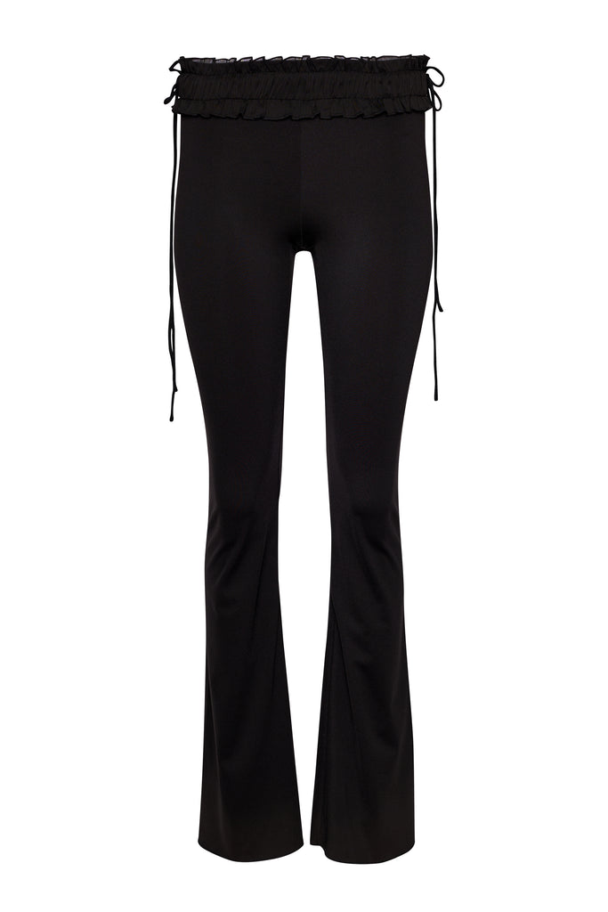 Ruched Side Tie Stretch Pant in Black