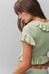 Ruffle Knit Tie Top