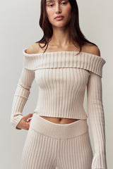 Thalia Off Shoulder Sweater in Ivory