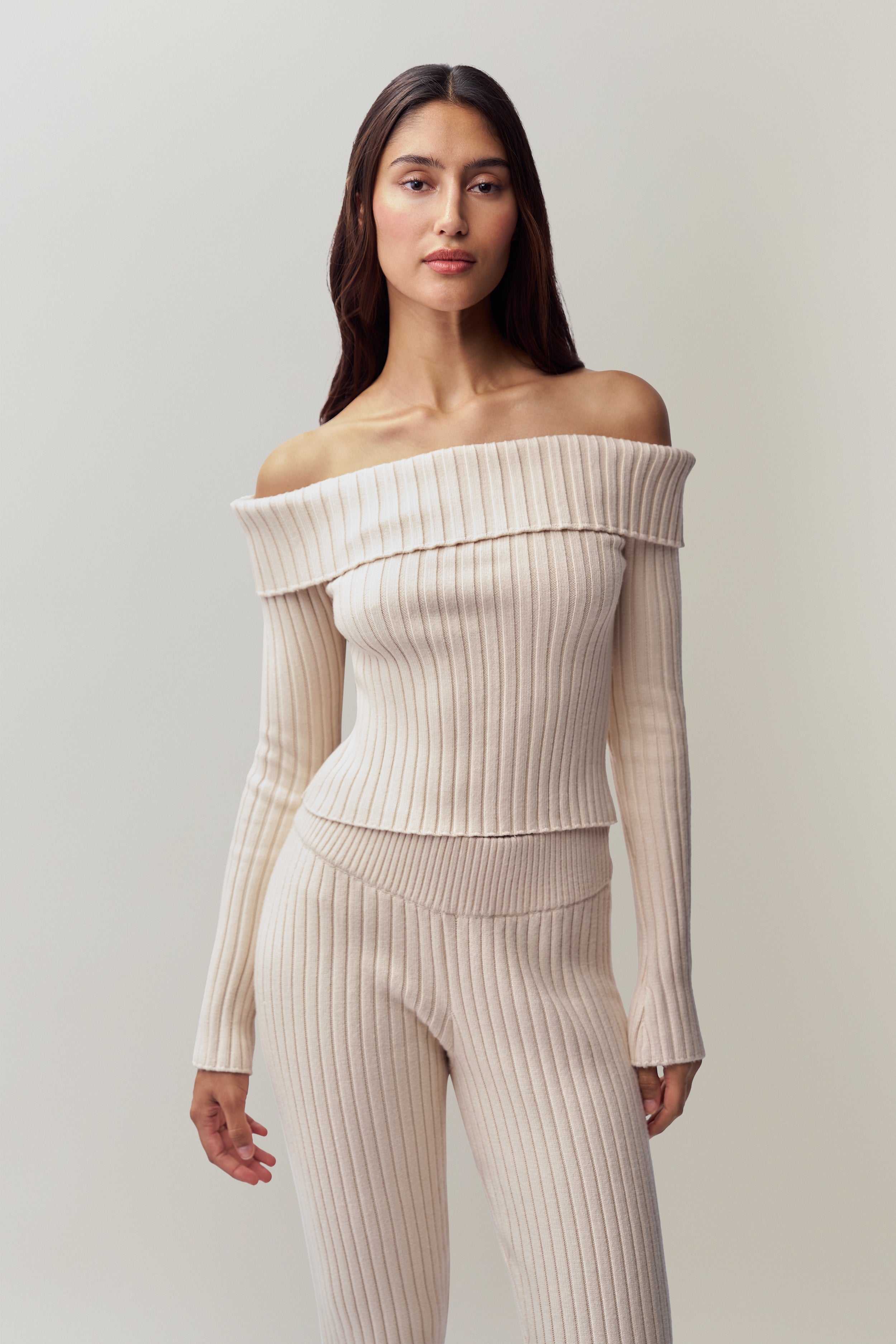 Thalia Off Shoulder Sweater in Ivory