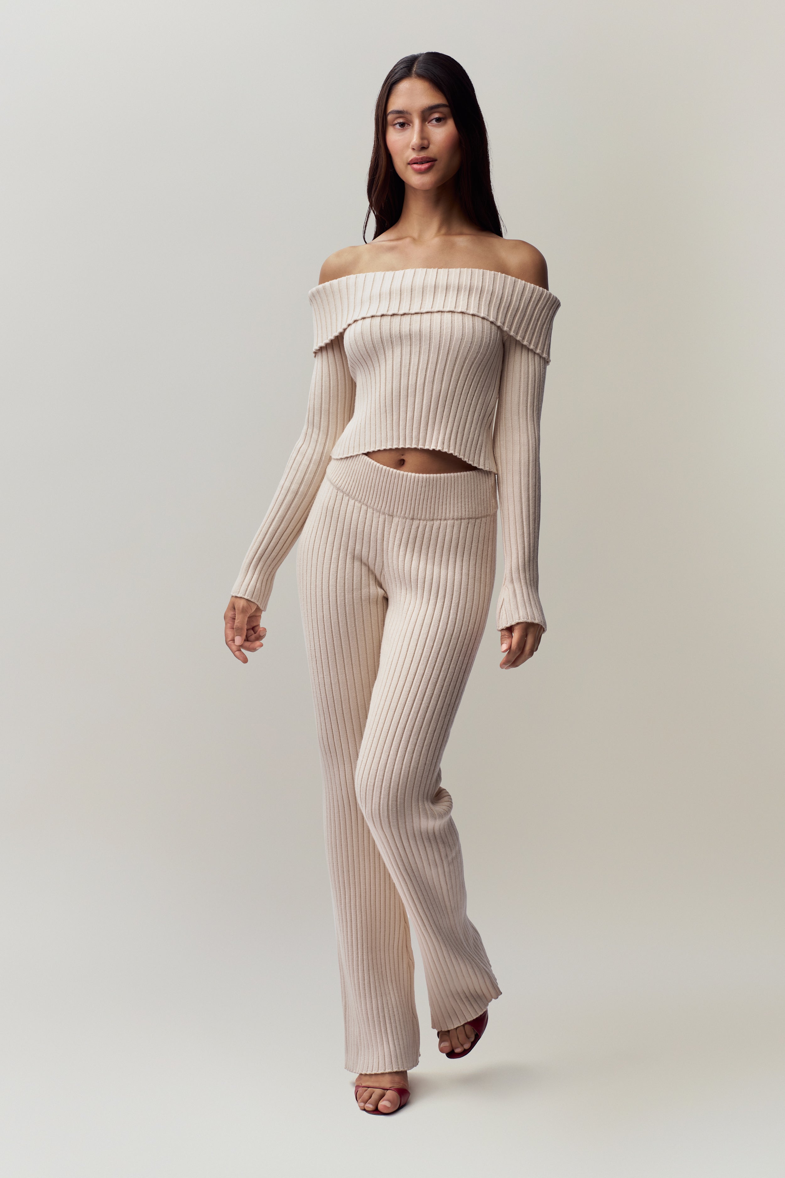 Thalia Off Shoulder Sweater in Ivory