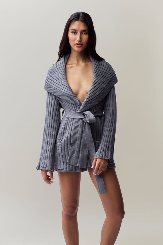 Tullia Slouchy Cardigan in Heather Grey