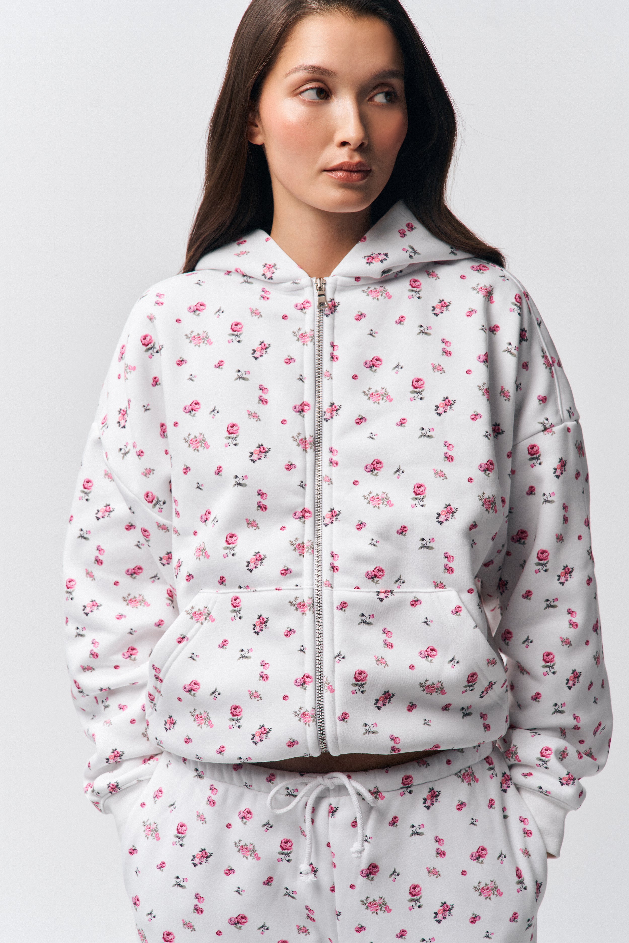 Zip Up Hoodie in Sweet Floral