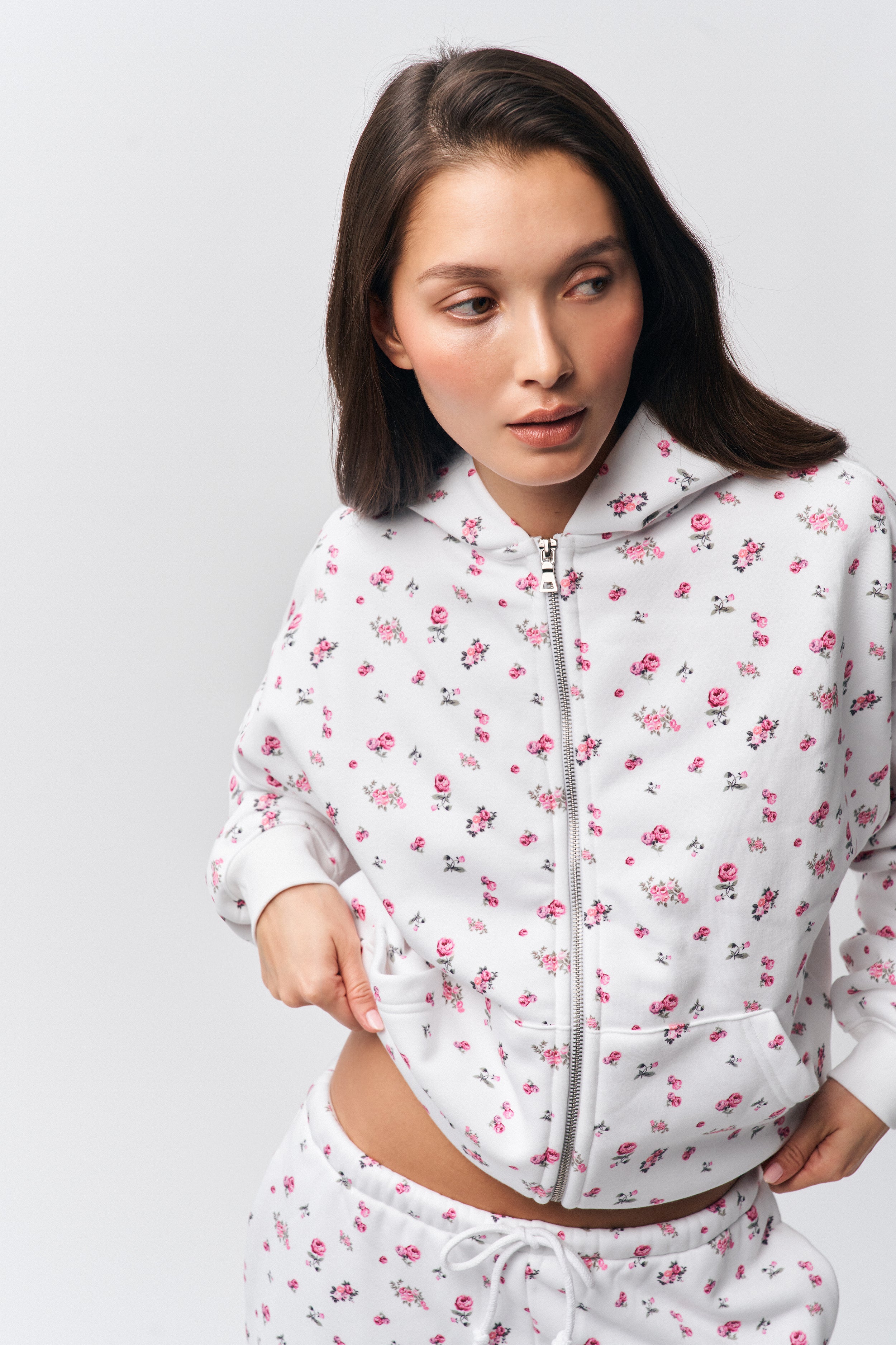 Zip Up Hoodie in Sweet Floral